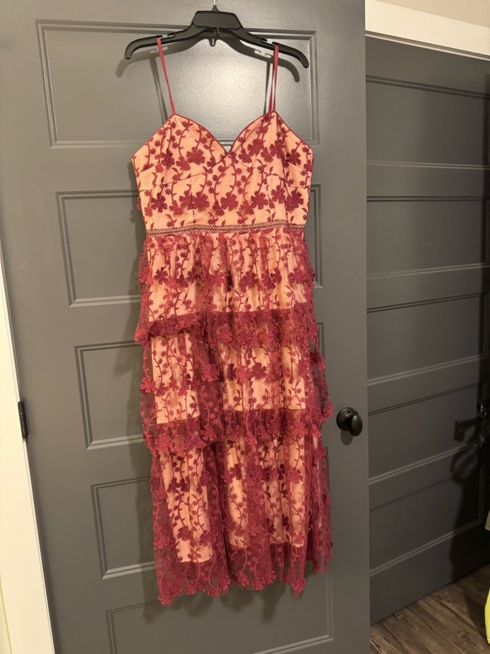 Endless Rose Rose-Wine Lace Spaghetti Strap Dress